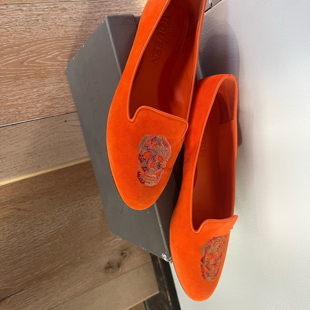 Alexander McQueen Orange Embroidered Flats, Sz.39 - Picture 9 of 12